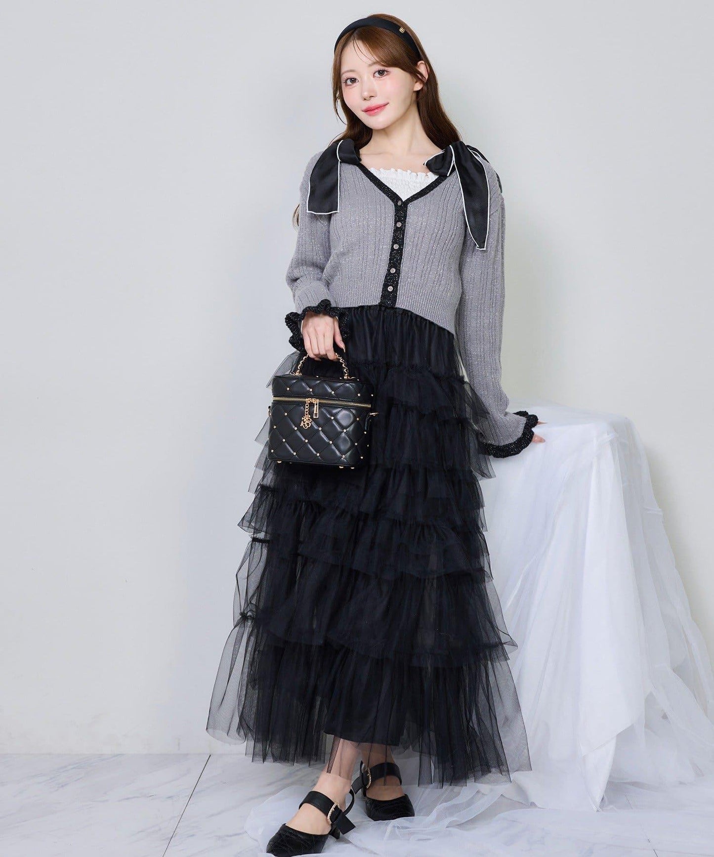 拼色袖針織開衫