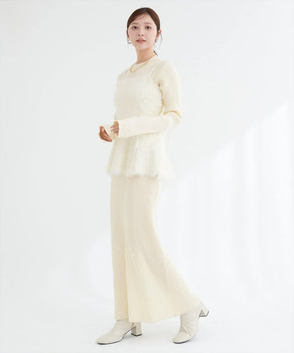 露背荷葉邊吊帶背心+針織連衣裙