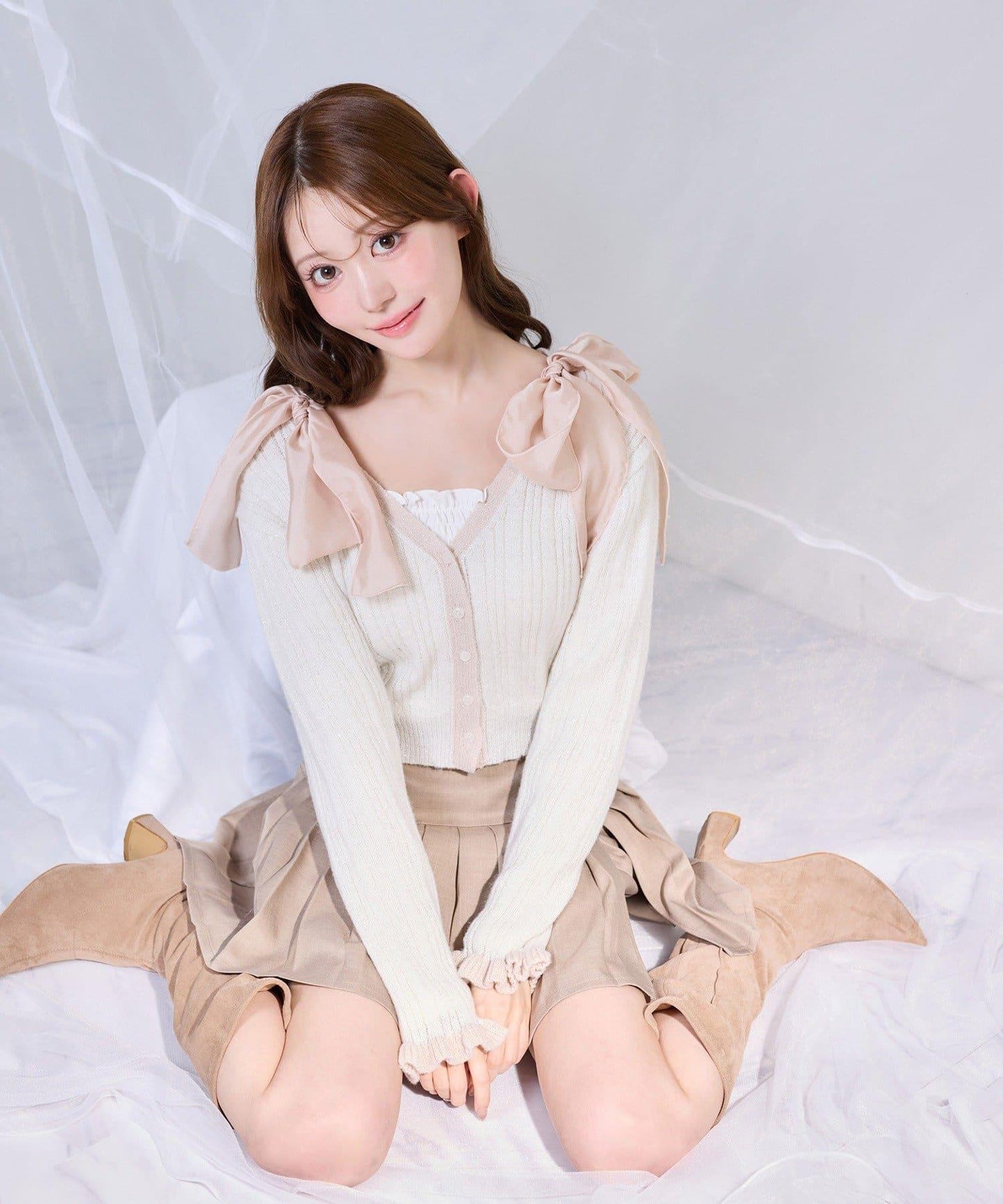 拼色袖針織開衫