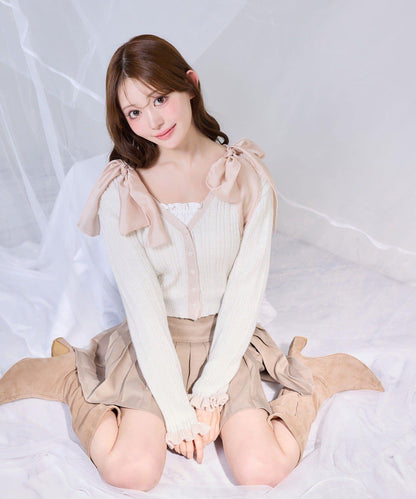 拼色袖針織開衫