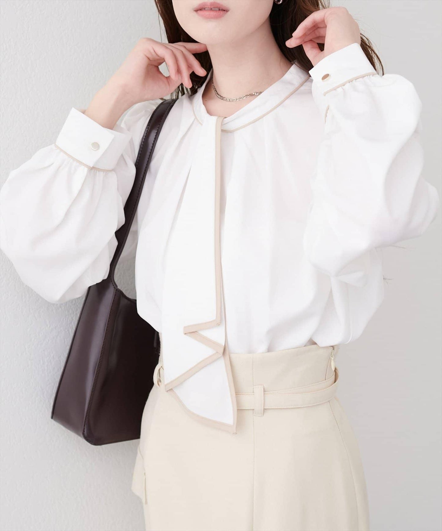 拼色蝴蝶結兩穿襯衫