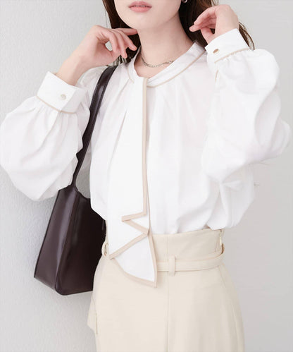 拼色蝴蝶結兩穿襯衫