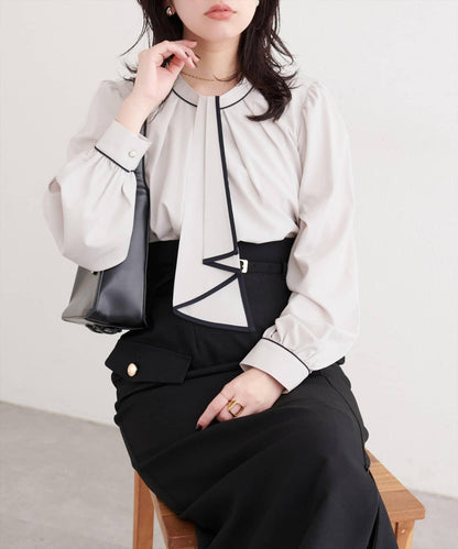 拼色蝴蝶結兩穿襯衫