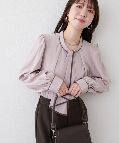 拼色蝴蝶結兩穿襯衫