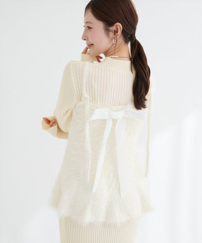 露背荷葉邊吊帶背心+針織連衣裙