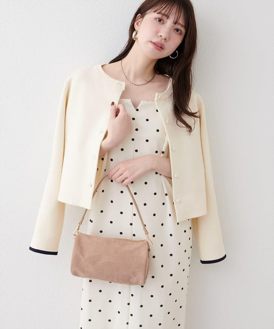 袖口拼色短款開衫