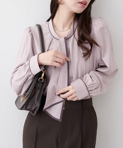 拼色蝴蝶結兩穿襯衫