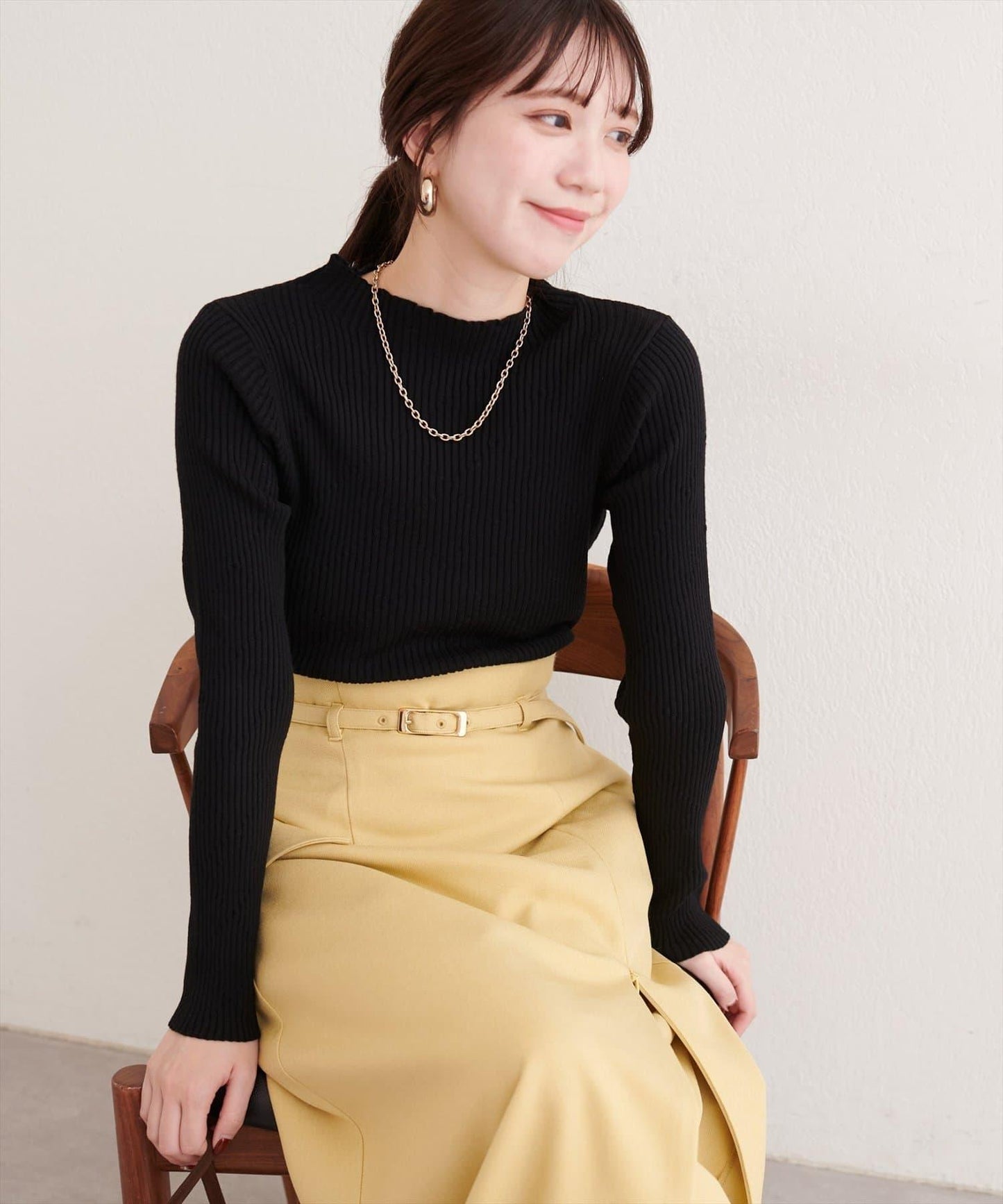 菱形圖案高領羅紋針織衫