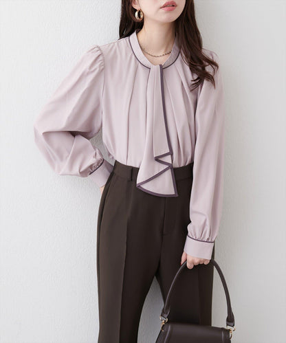 拼色蝴蝶結兩穿襯衫