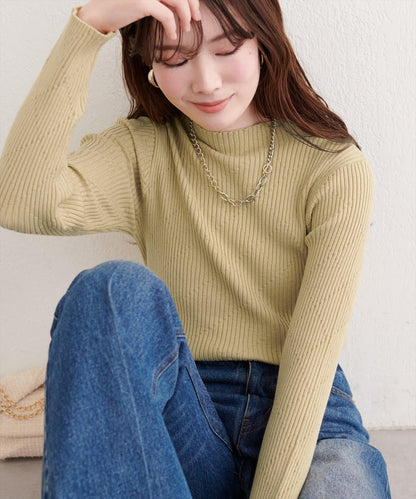 菱形圖案高領羅紋針織衫