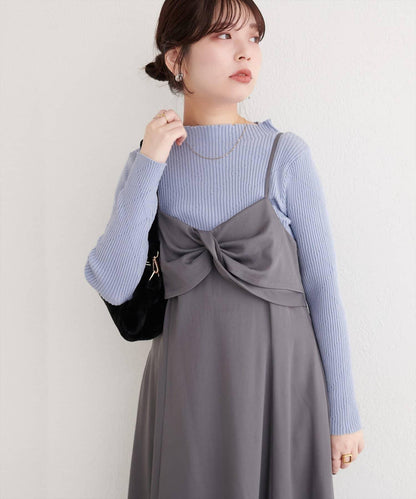 菱形圖案高領羅紋針織衫