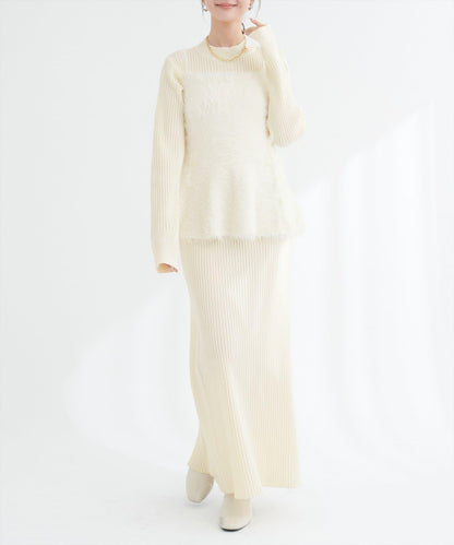 露背荷葉邊吊帶背心+針織連衣裙