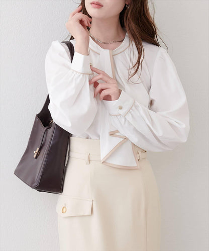 拼色蝴蝶結兩穿襯衫