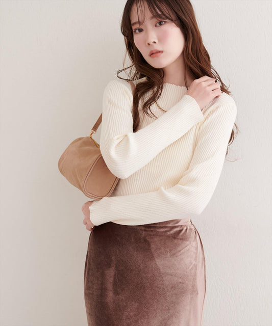 菱形圖案高領羅紋針織衫