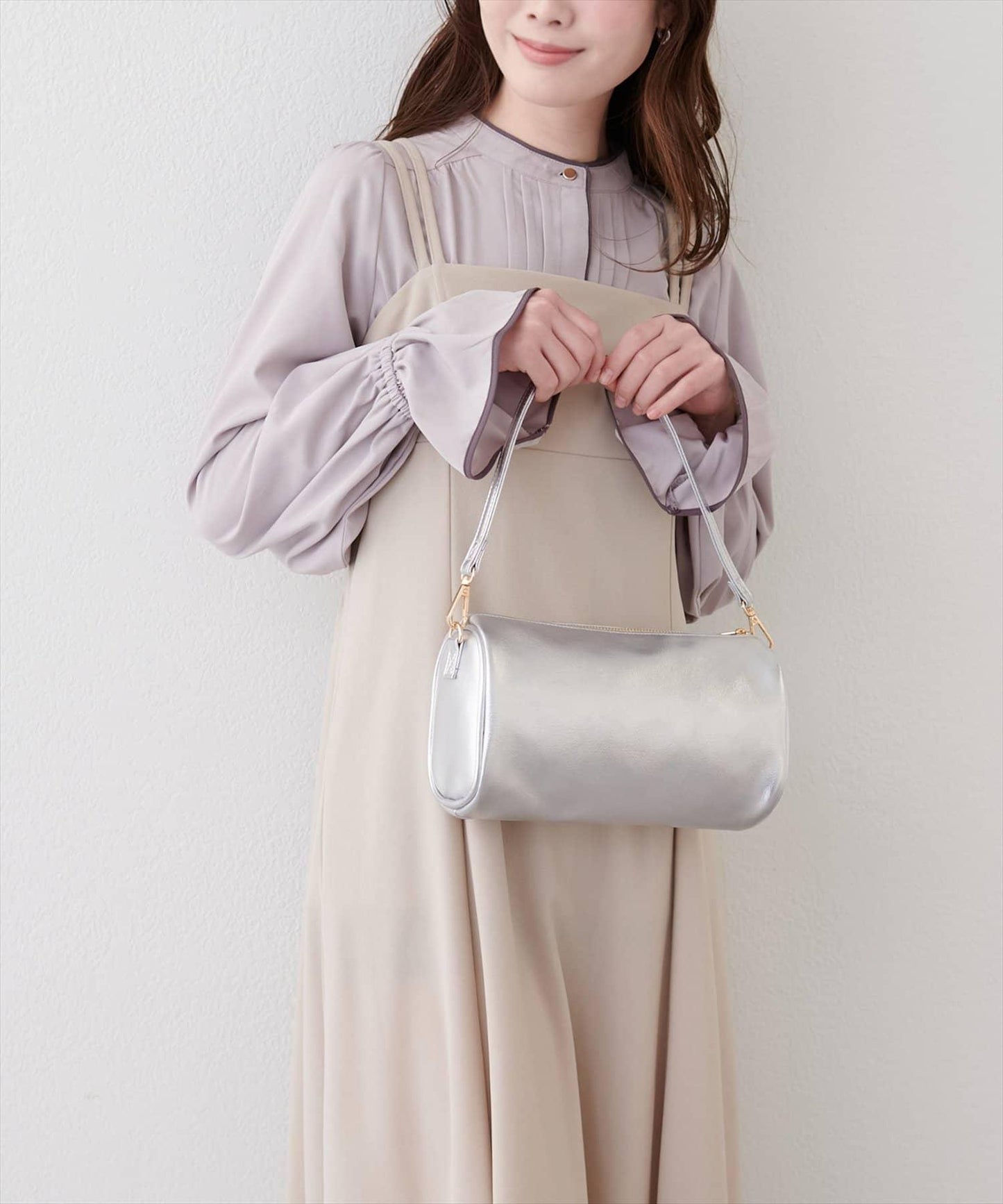 拼色滾邊褶皺女襯衫