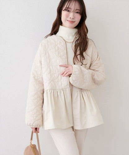 花卉絎縫荷葉邊短外套