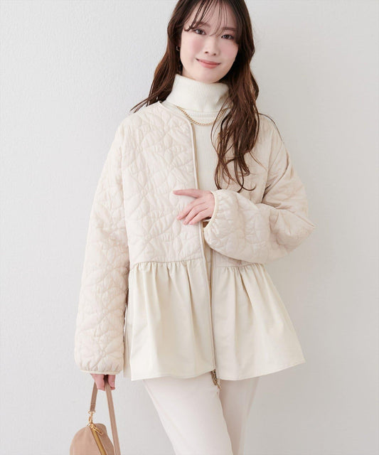 花卉絎縫荷葉邊短外套