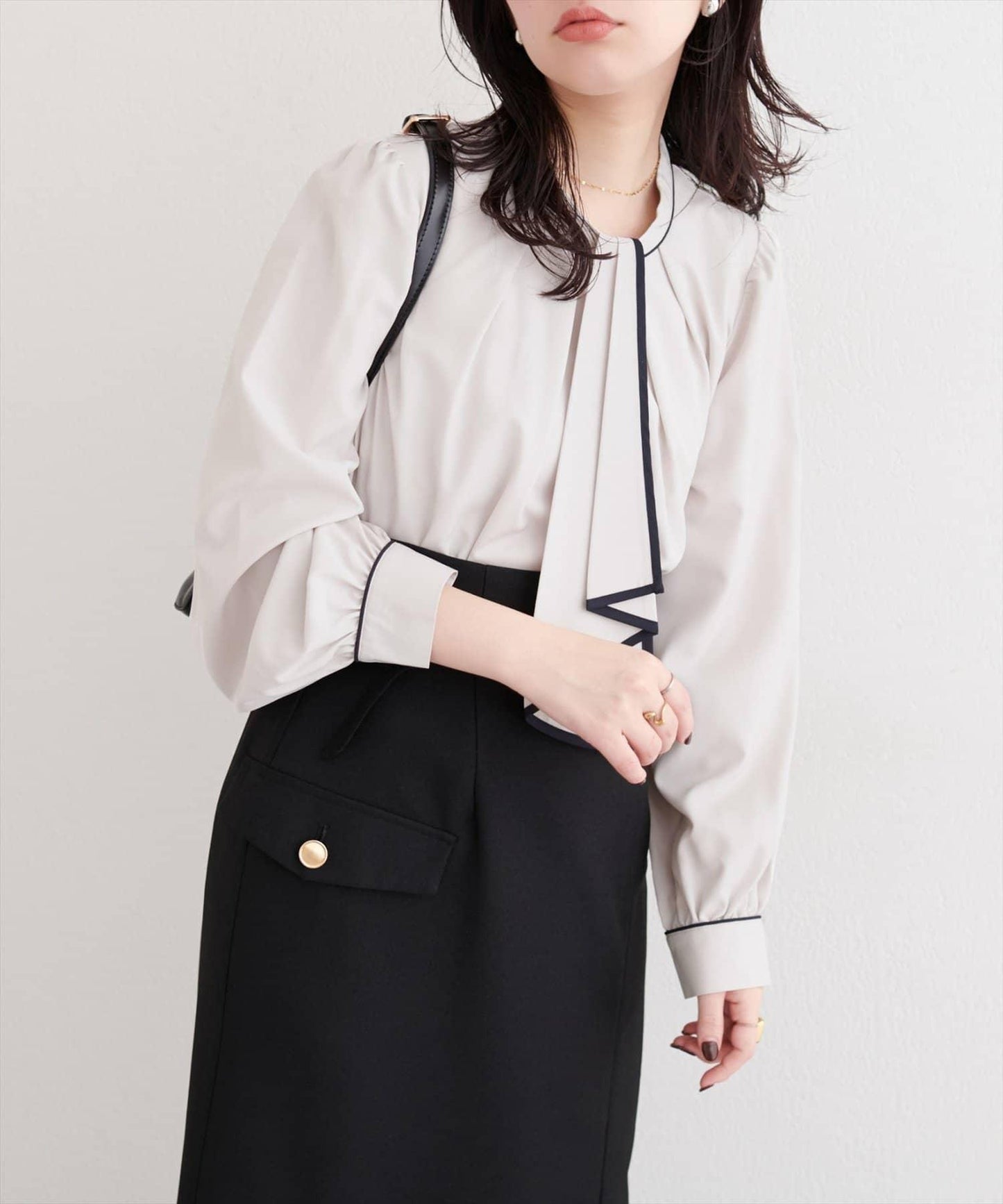 拼色蝴蝶結兩穿襯衫