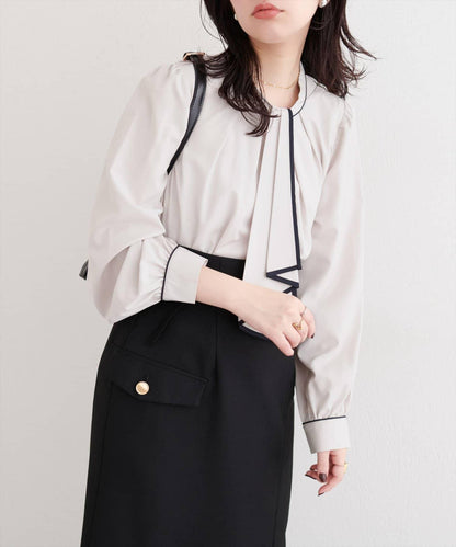 拼色蝴蝶結兩穿襯衫