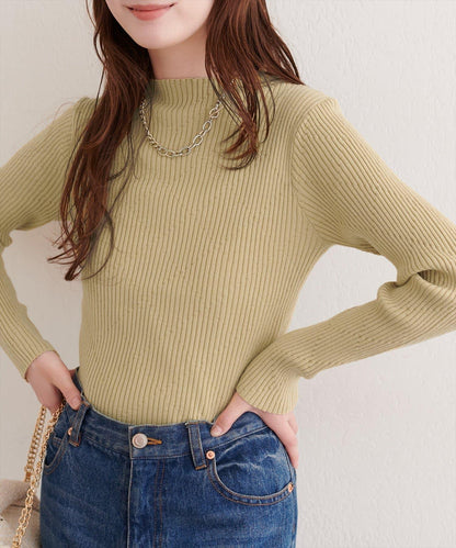 菱形圖案高領羅紋針織衫