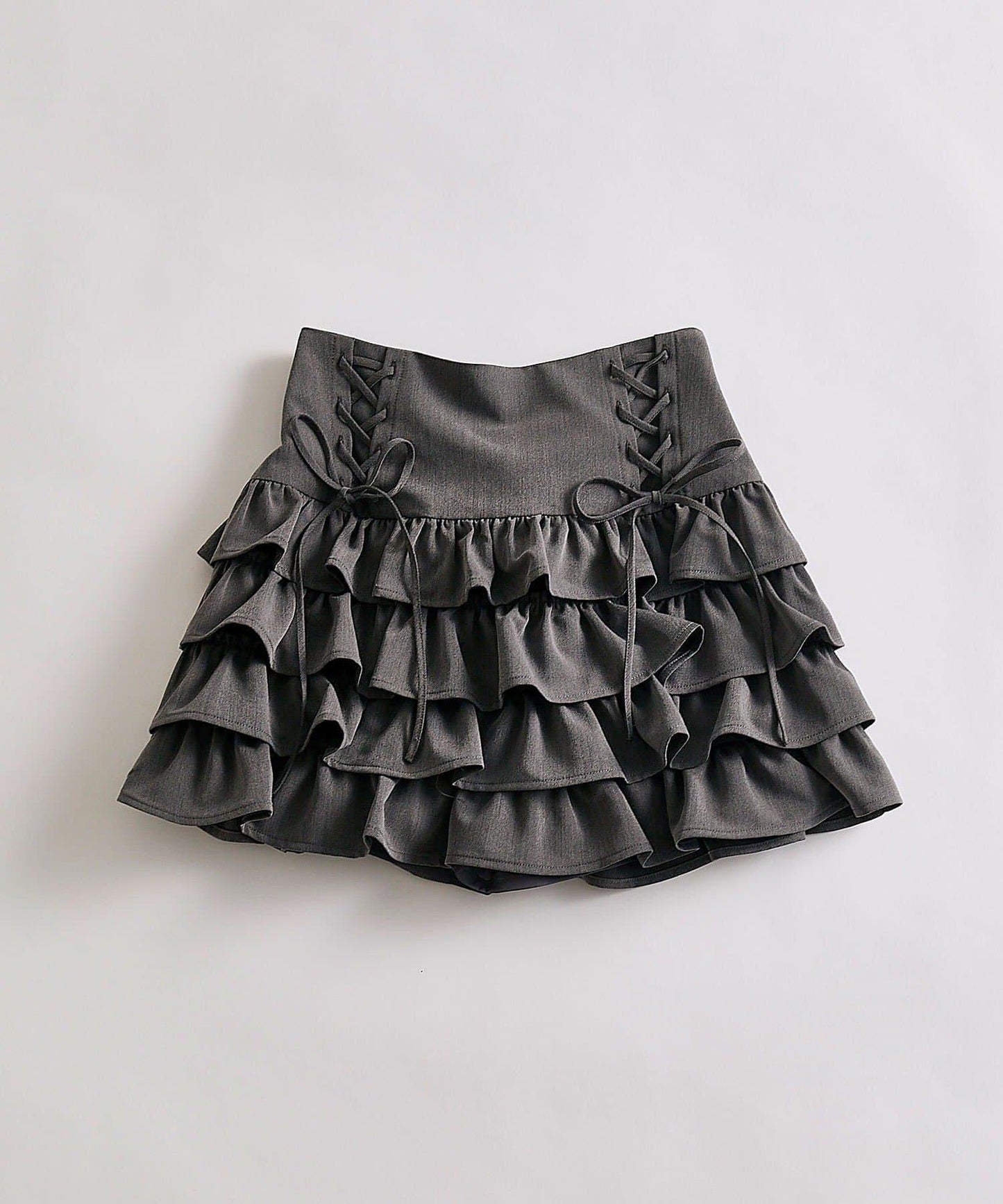 繫帶四層荷葉邊裙