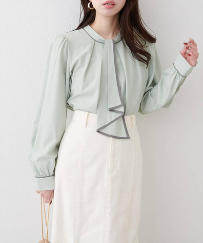 拼色蝴蝶結兩穿襯衫