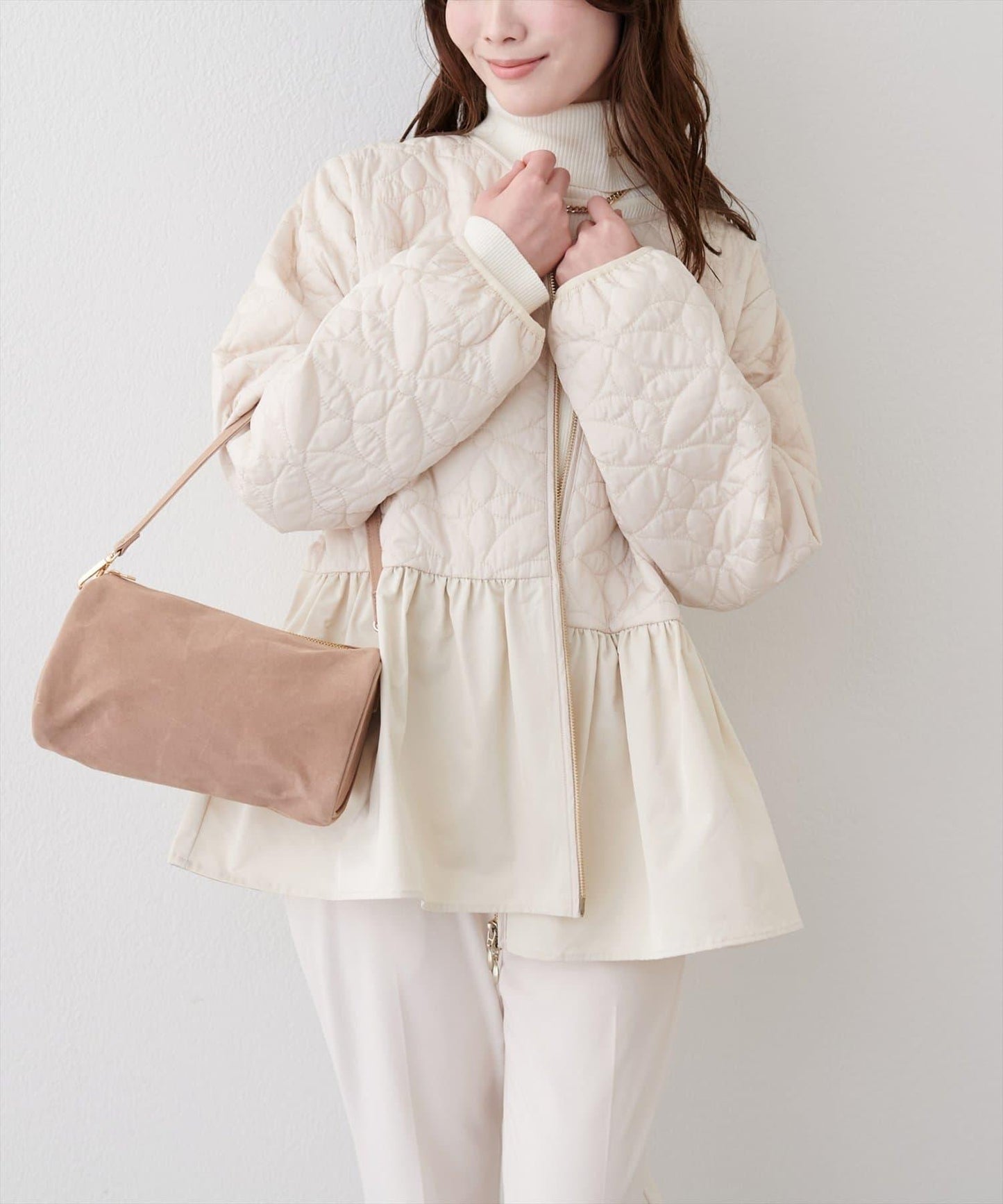 花卉絎縫荷葉邊短外套