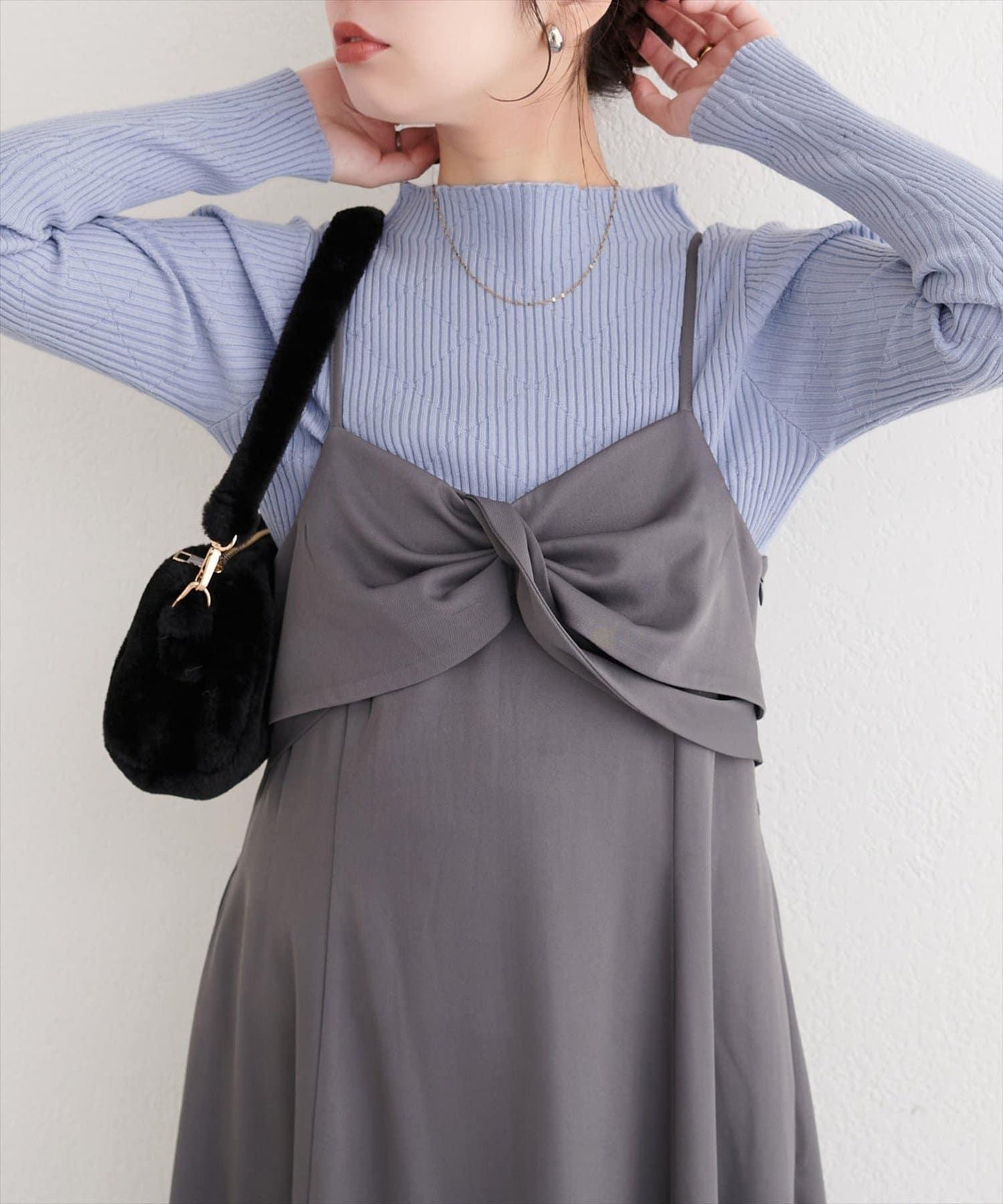 菱形圖案高領羅紋針織衫