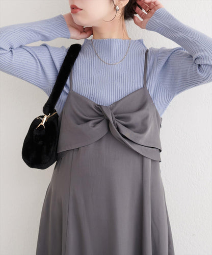 菱形圖案高領羅紋針織衫