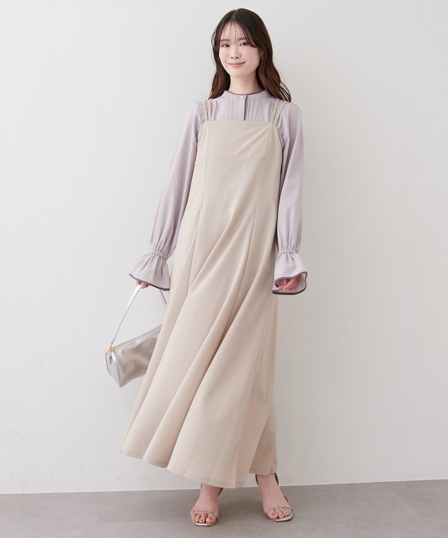 拼色滾邊褶皺女襯衫