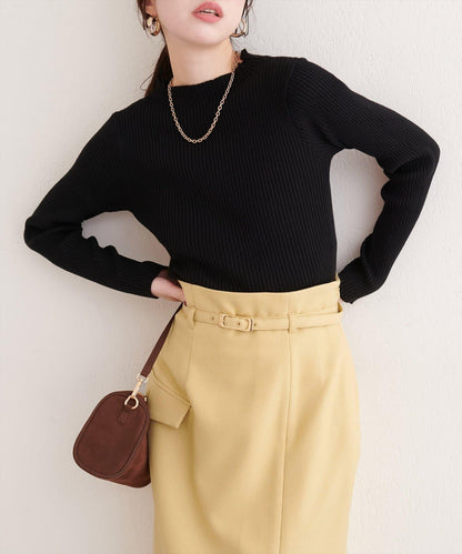 菱形圖案高領羅紋針織衫