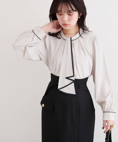 拼色蝴蝶結兩穿襯衫