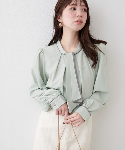 拼色蝴蝶結兩穿襯衫