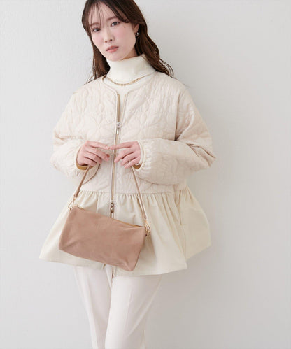 花卉絎縫荷葉邊短外套