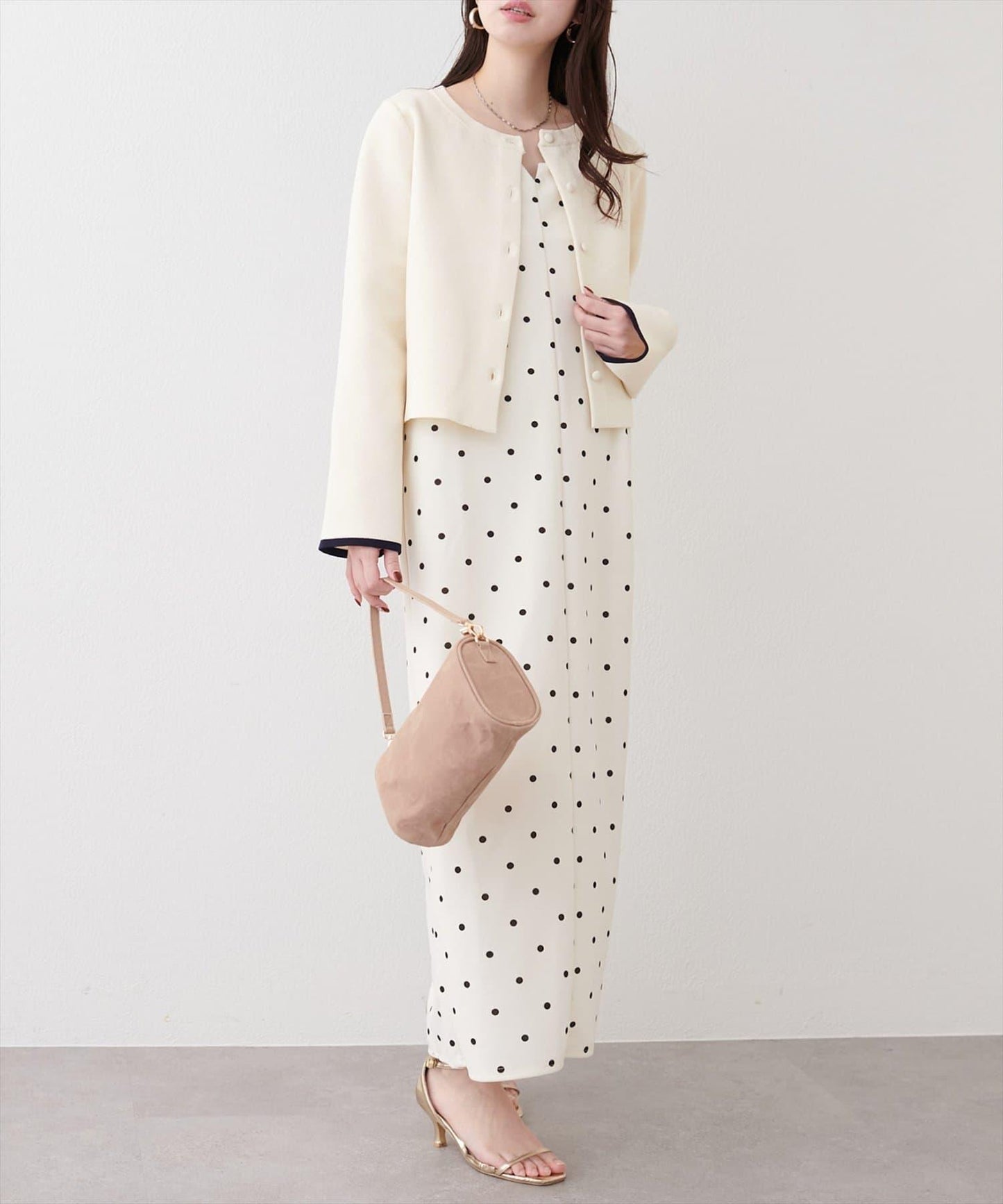 袖口拼色短款開衫