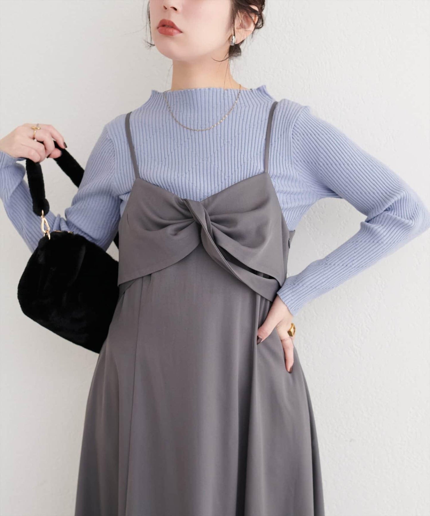 菱形圖案高領羅紋針織衫