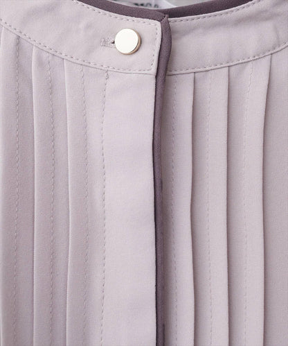 拼色滾邊褶皺女襯衫