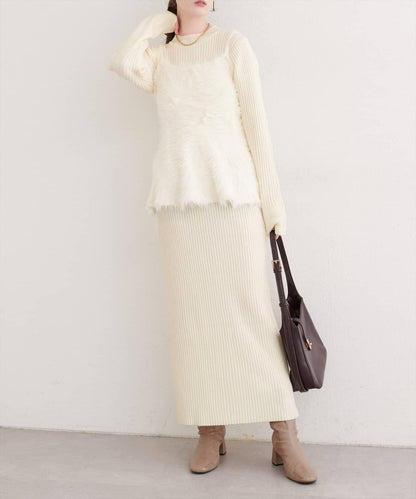 露背荷葉邊吊帶背心+針織連衣裙