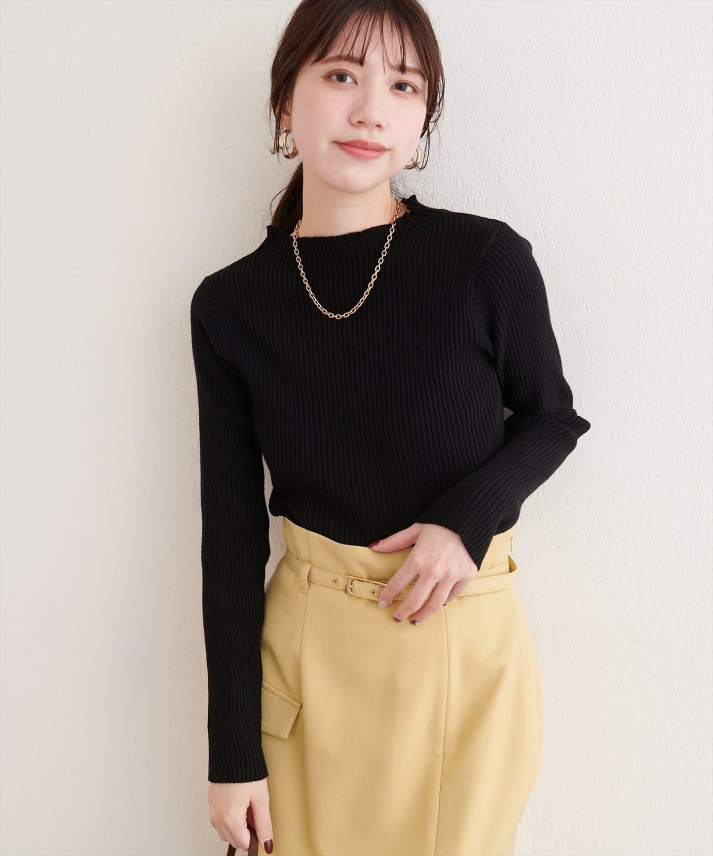 菱形圖案高領羅紋針織衫