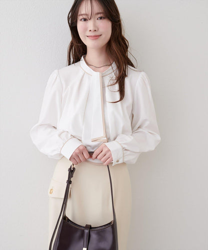 拼色蝴蝶結兩穿襯衫