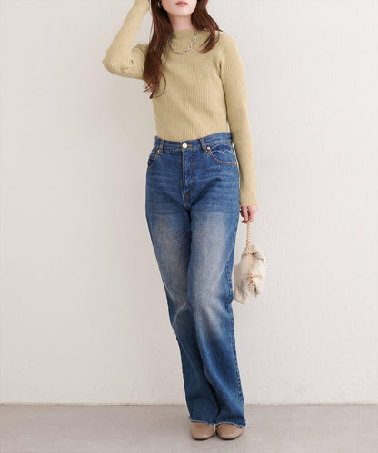 菱形圖案高領羅紋針織衫