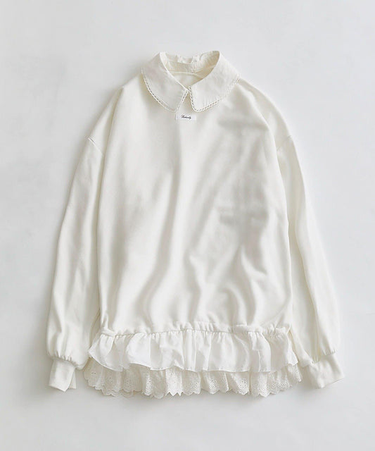 下襬蕾絲長款上衣