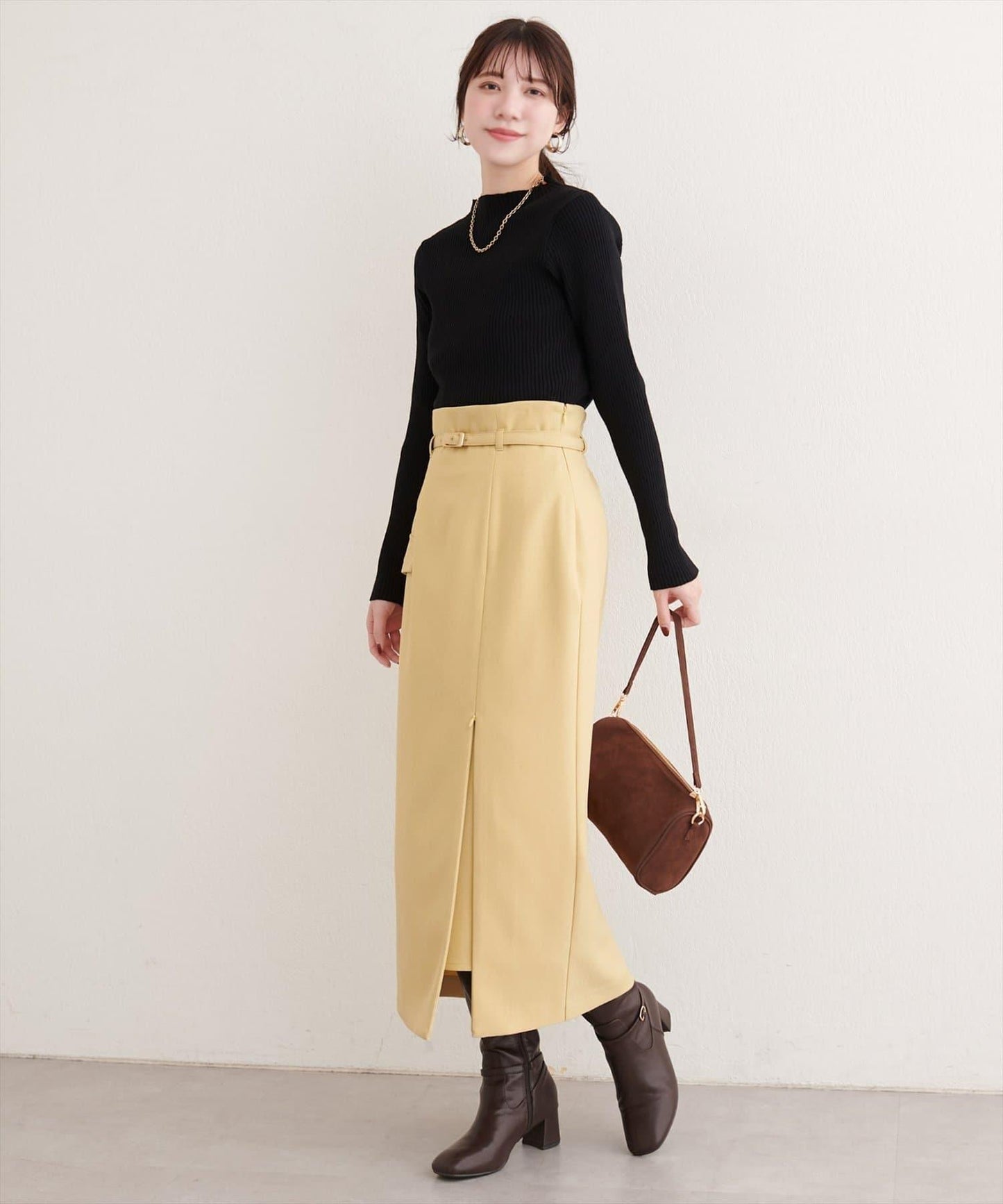 菱形圖案高領羅紋針織衫