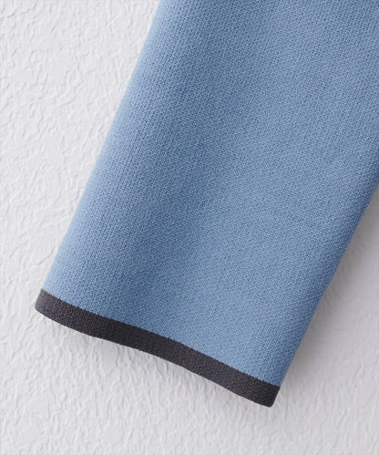 袖口拼色短款開衫