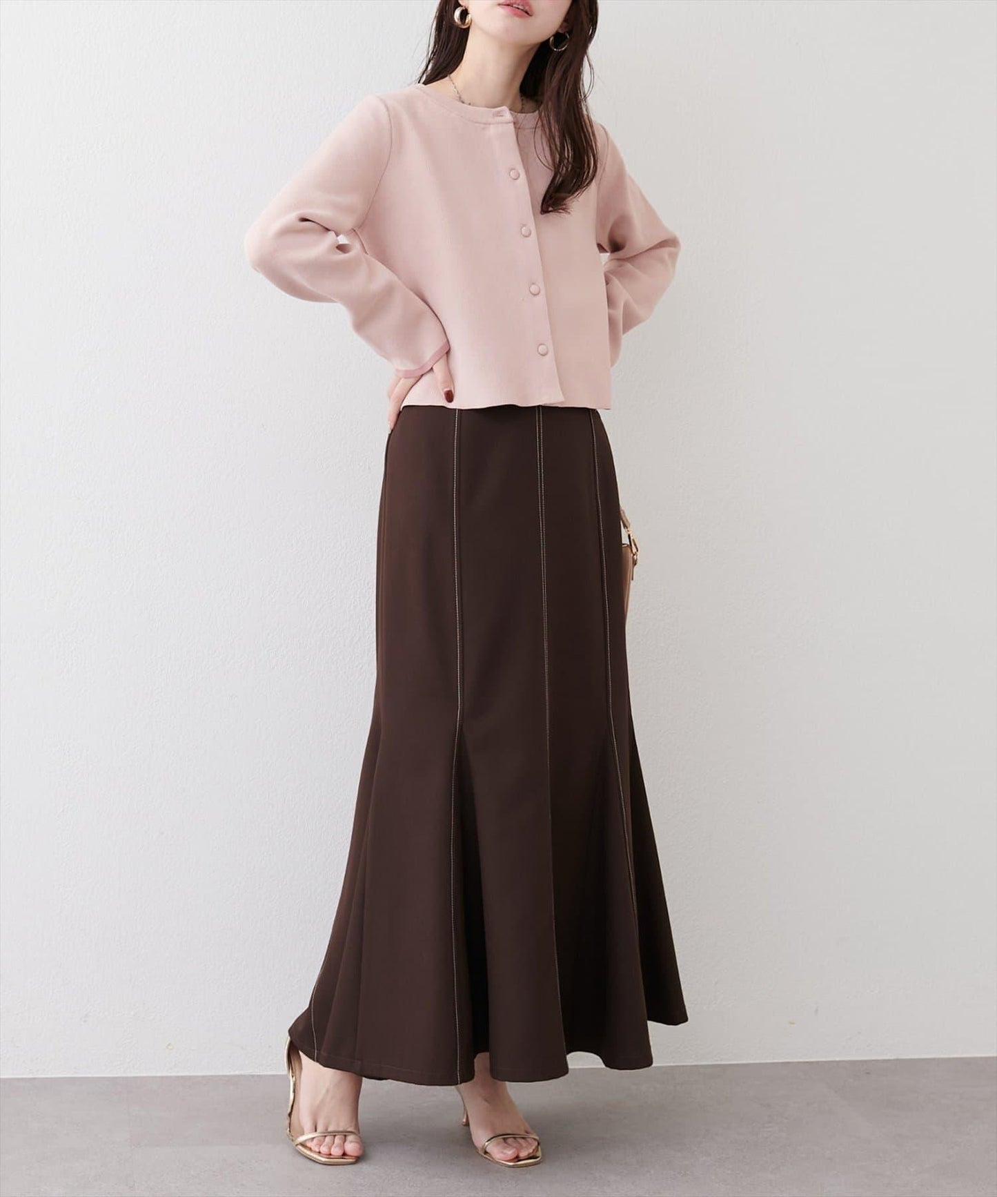 袖口拼色短款開衫