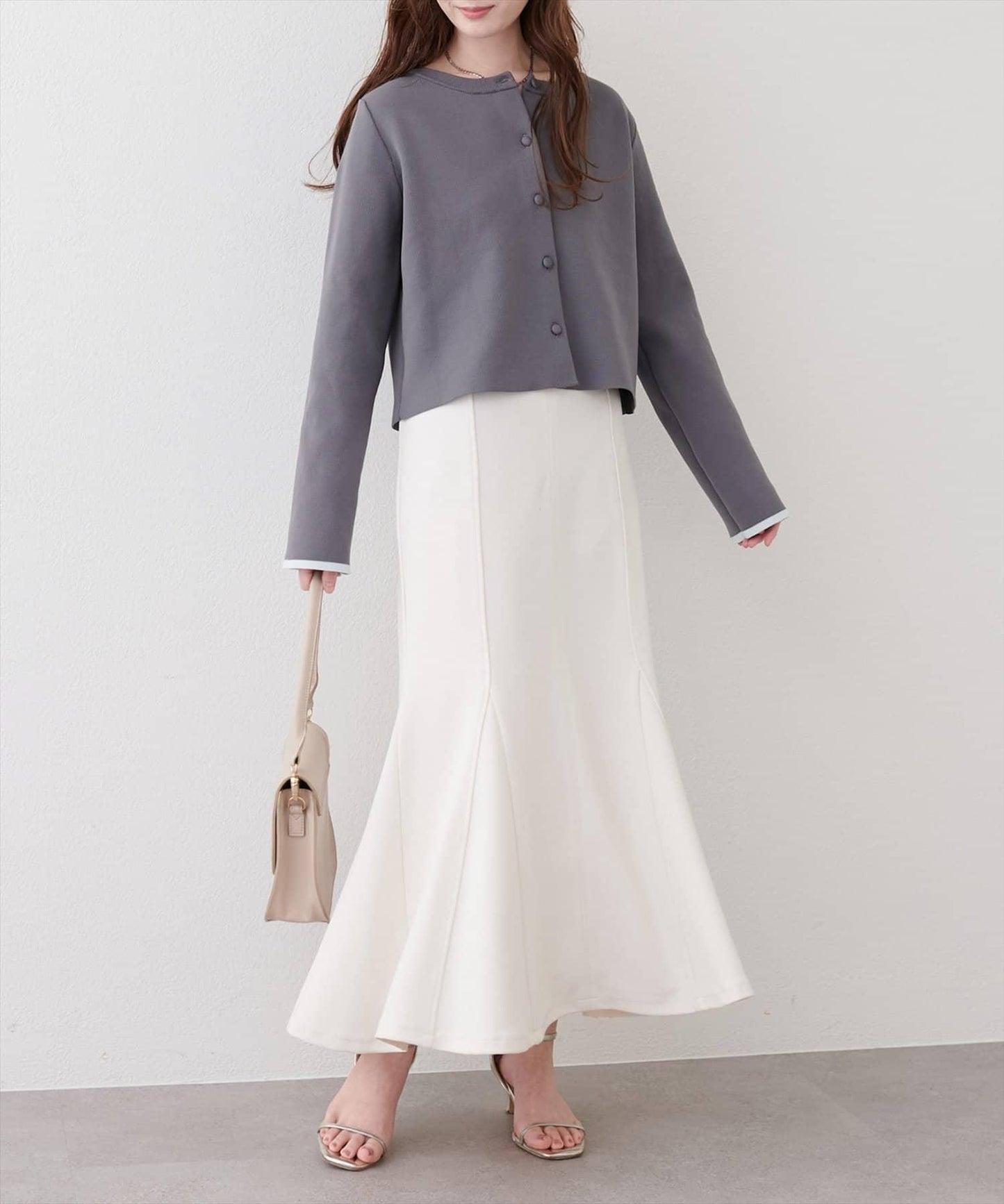 袖口拼色短款開衫