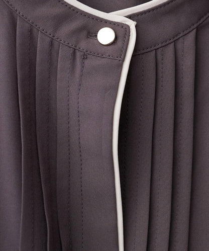 拼色滾邊褶皺女襯衫