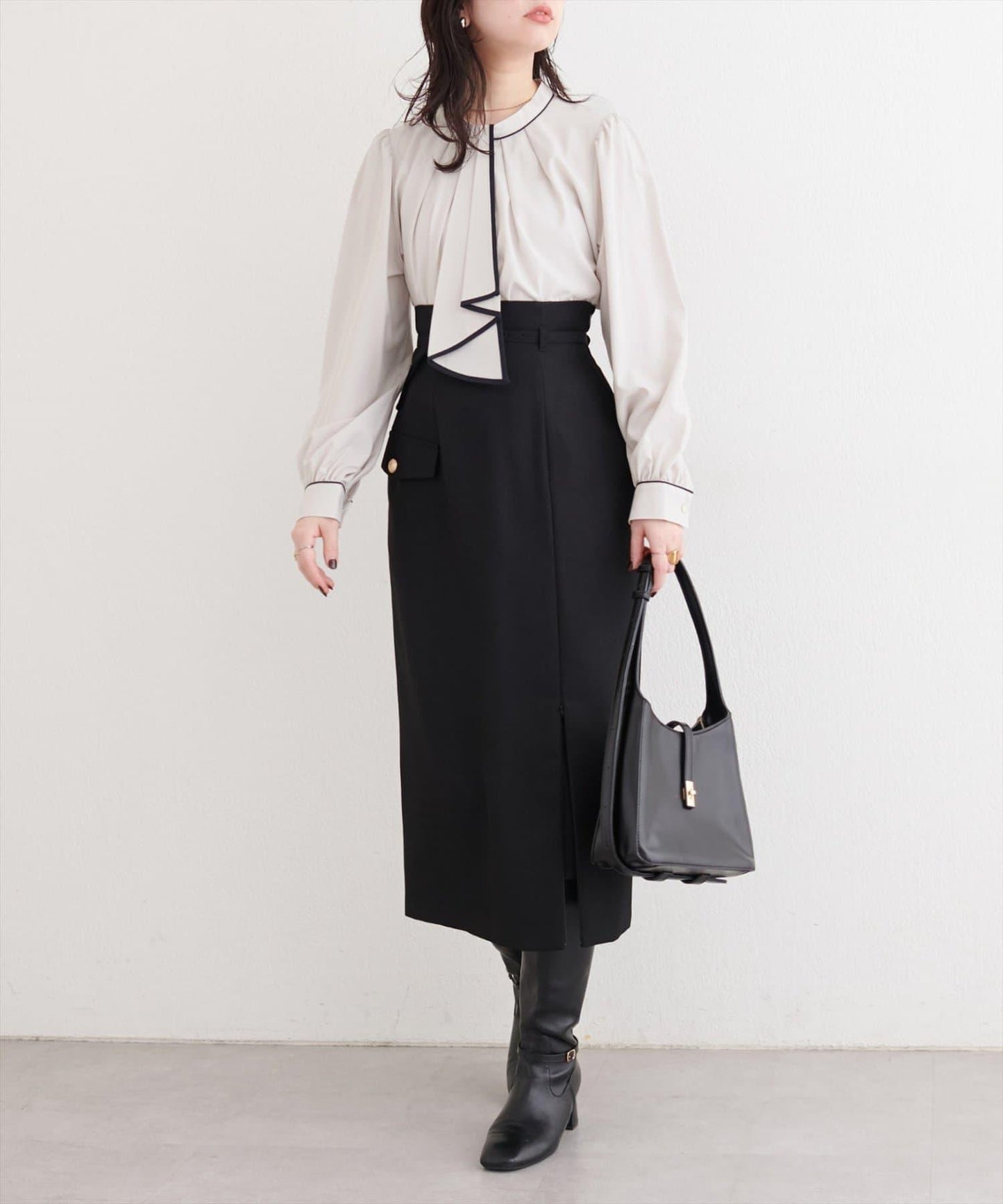 拼色蝴蝶結兩穿襯衫