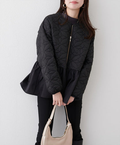 花卉絎縫荷葉邊短外套