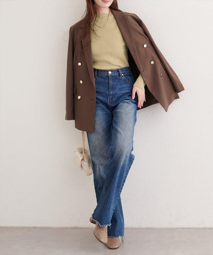 菱形圖案高領羅紋針織衫